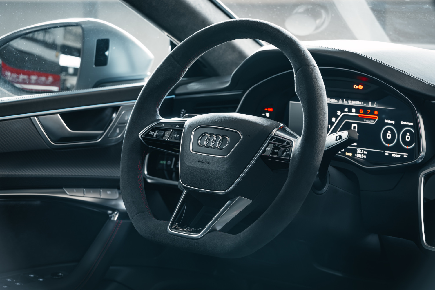 Close-up of steering wheel 