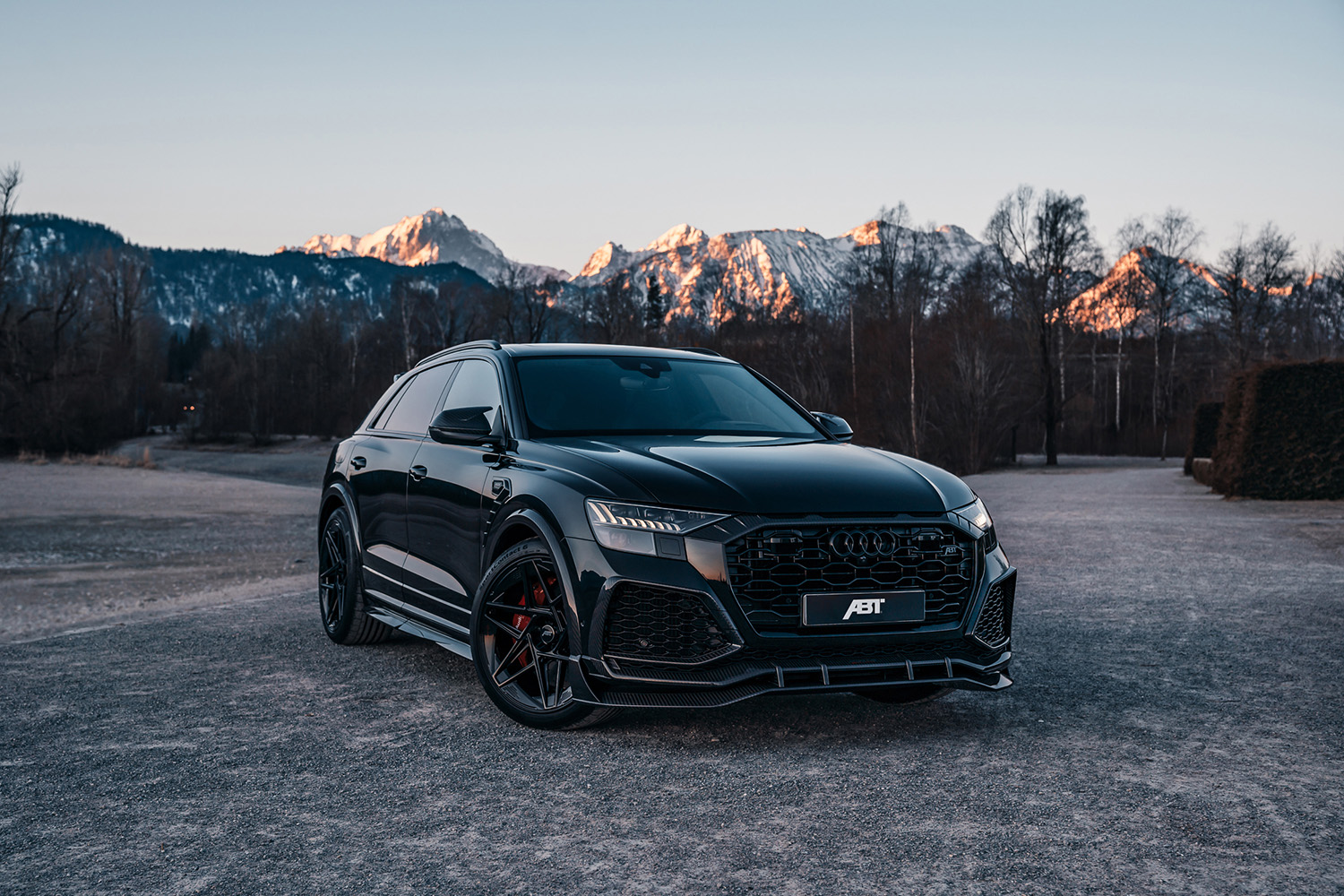 Black RSQ8 Signature Edition in a field in front of a forest